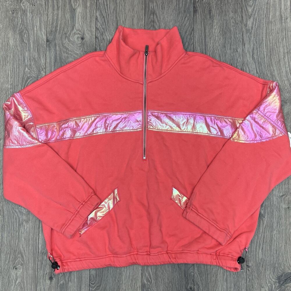 Free People Jacket Size Medium Womens Hibiscus Pink Movement Away We Go Half Zip